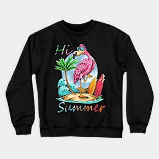 cartoon flamingo hi summer Crewneck Sweatshirt